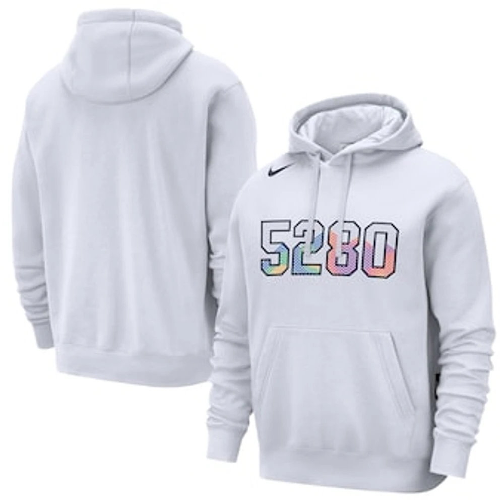 Men's Nike White Denver Nuggets 2024/25 City Edition Essential Club Pullover Hoodie