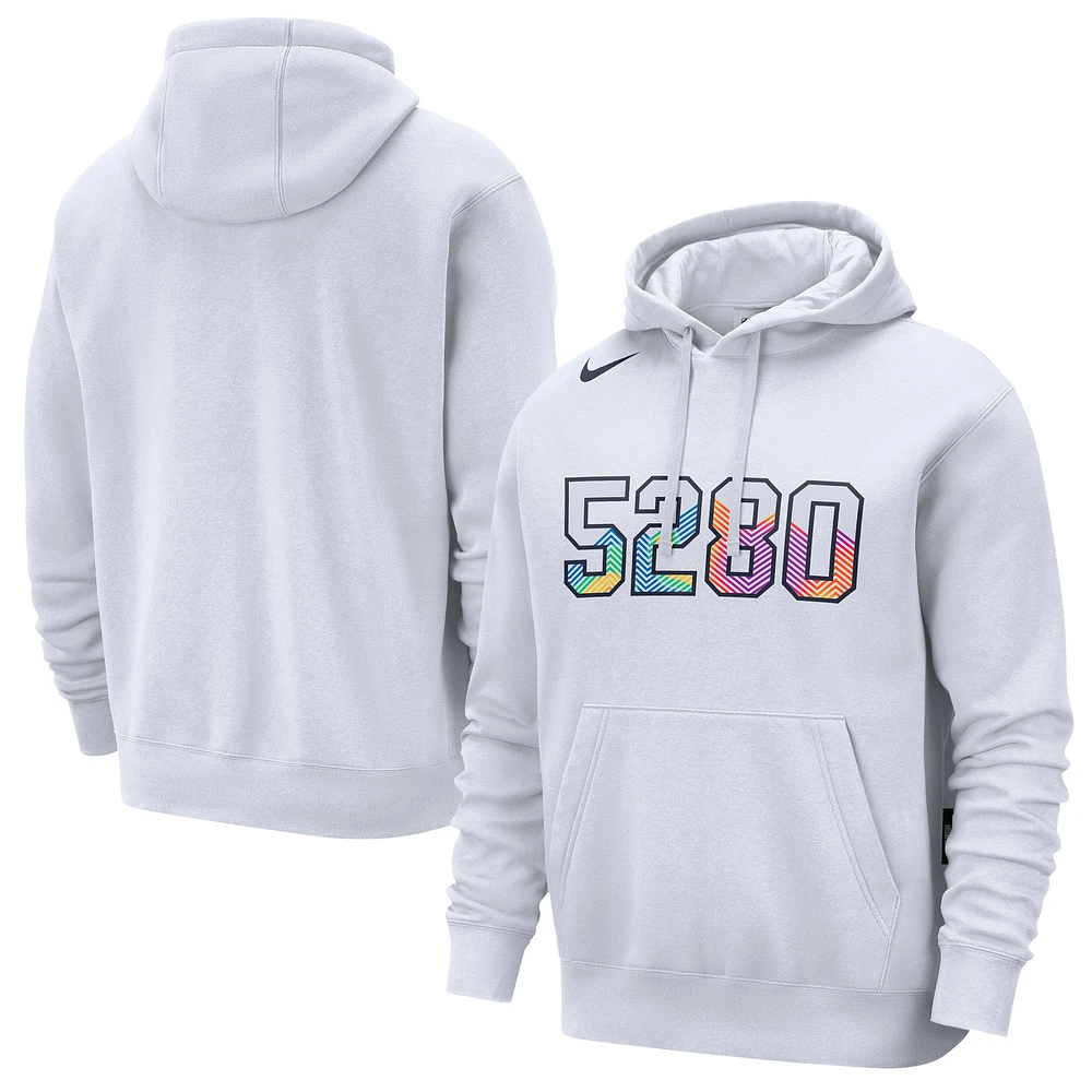 Men's Nike White Denver Nuggets 2024/25 City Edition Essential Club Pullover Hoodie