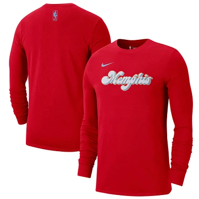 Men's Nike Red Memphis Grizzlies 2024/25 City Edition Essential Logo Long Sleeve T-Shirt