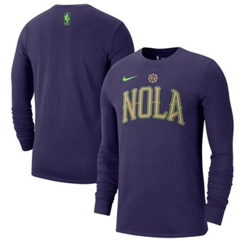 Men's Nike Purple New Orleans Pelicans 2024/25 City Edition Essential Logo Long Sleeve T-Shirt