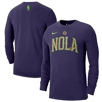 Men's Nike Purple New Orleans Pelicans 2024/25 City Edition Essential Logo Long Sleeve T-Shirt