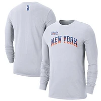 Men's Nike White New York Knicks 2024/25 City Edition Essential Logo Long Sleeve T-Shirt