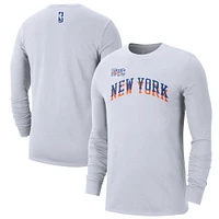 Men's Nike White New York Knicks 2024/25 City Edition Essential Logo Long Sleeve T-Shirt