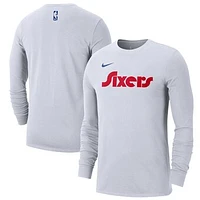 Men's Nike White Philadelphia 76ers 2024/25 City Edition Essential Logo Long Sleeve T-Shirt