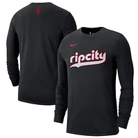 Men's Nike Black Portland Trail Blazers 2024/25 City Edition Essential Logo Long Sleeve T-Shirt