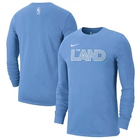 Men's Nike Blue Cleveland Cavaliers 2024/25 City Edition Essential Logo Long Sleeve T-Shirt