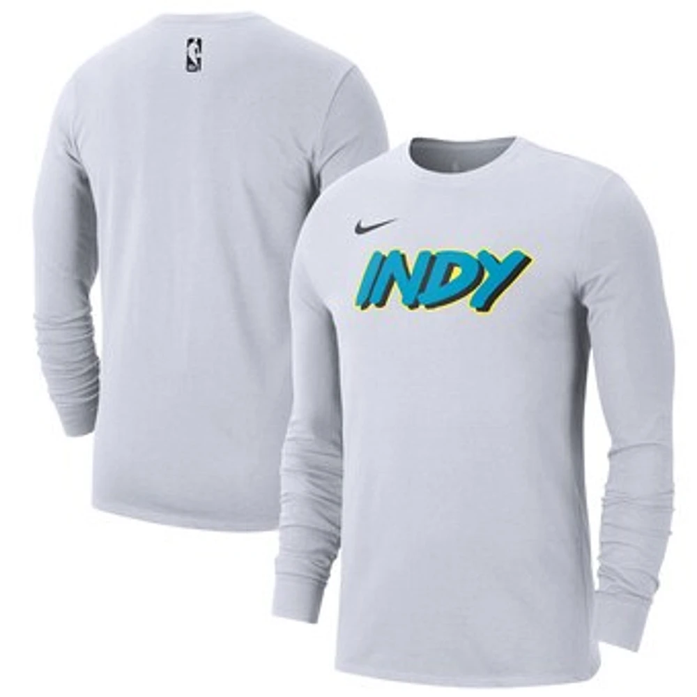 Men's Nike White Indiana Pacers 2024/25 City Edition Essential Logo Long Sleeve T-Shirt