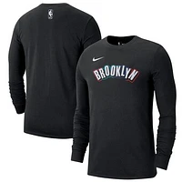 Men's Nike Black Brooklyn Nets 2024/25 City Edition Essential Logo Long Sleeve T-Shirt