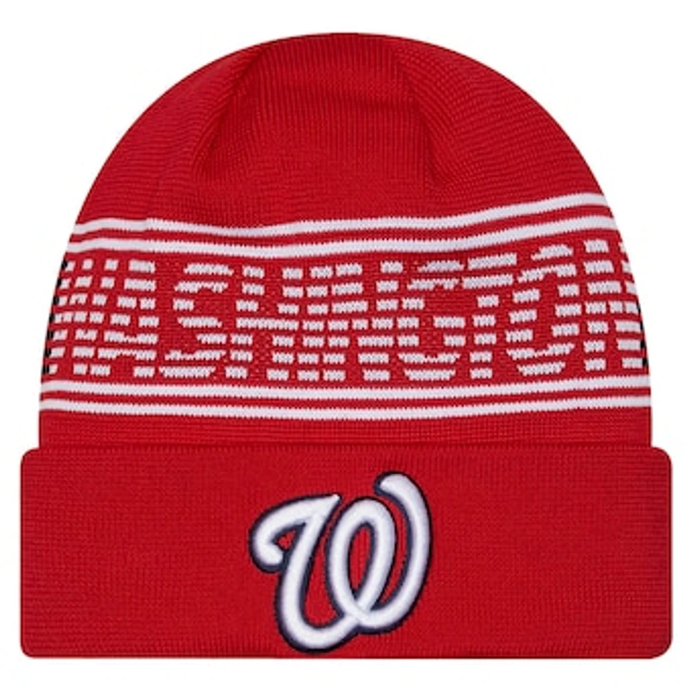 Men's New Era  Red Washington Nationals Authentic Collection Cuffed Knit Hat