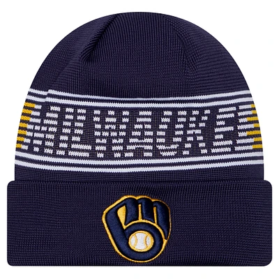 Men's New Era  Navy Milwaukee Brewers Authentic Collection Cuffed Knit Hat