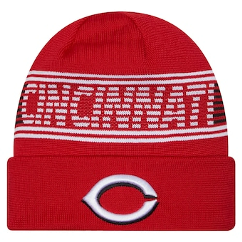 Men's New Era  Red Cincinnati Reds Authentic Collection Cuffed Knit Hat