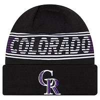 Men's New Era  Black Colorado Rockies Authentic Collection Cuffed Knit Hat