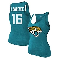 Women's Majestic Threads Trevor Lawrence Teal Jacksonville Jaguars Name & Number Tri-Blend Tank Top