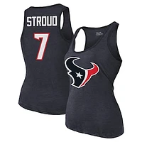 Women's Majestic Threads C.J. Stroud Navy Houston Texans Name & Number Tri-Blend Tank Top