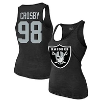 Women's Majestic Threads Maxx Crosby Black Las Vegas Raiders Name & Number Tri-Blend Tank Top