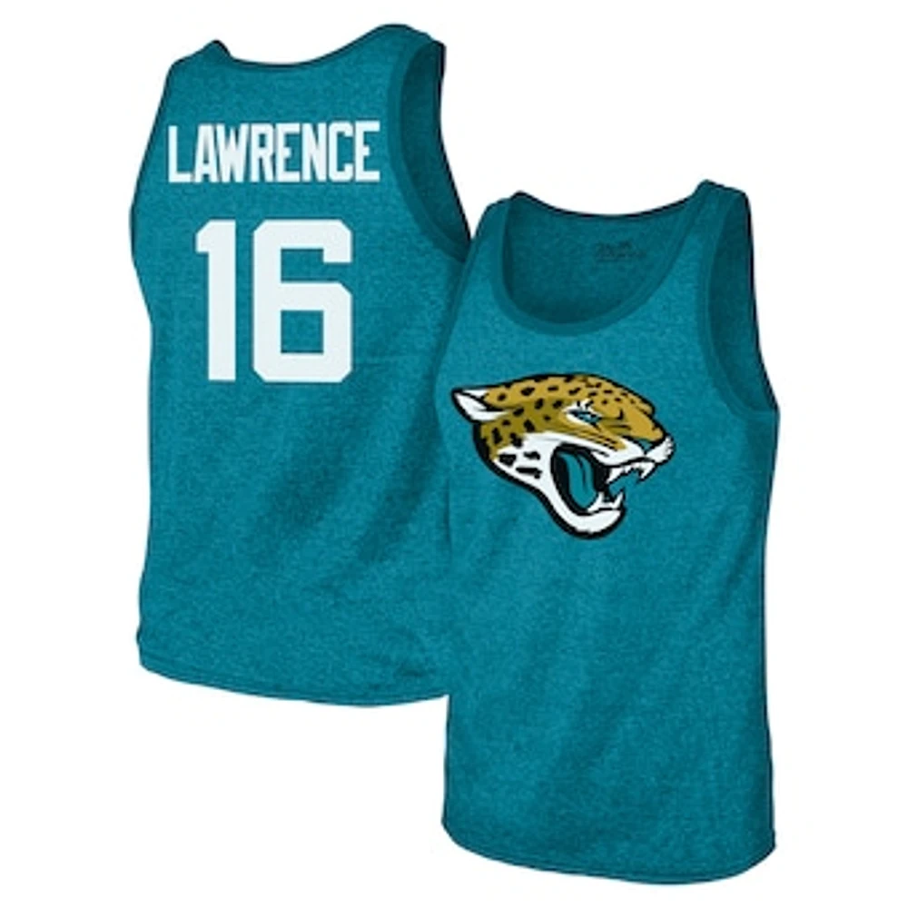 Men's Majestic Threads Trevor Lawrence Teal Jacksonville Jaguars Tri-Blend Player Name & Number Tank Top