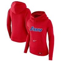 Women's Nike Red Philadelphia 76ers 2024/25 City Edition Essential Club Pullover Hoodie