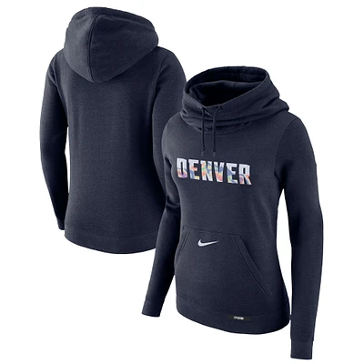 Women's Nike Navy Denver Nuggets 2024/25 City Edition Essential Club Pullover Hoodie