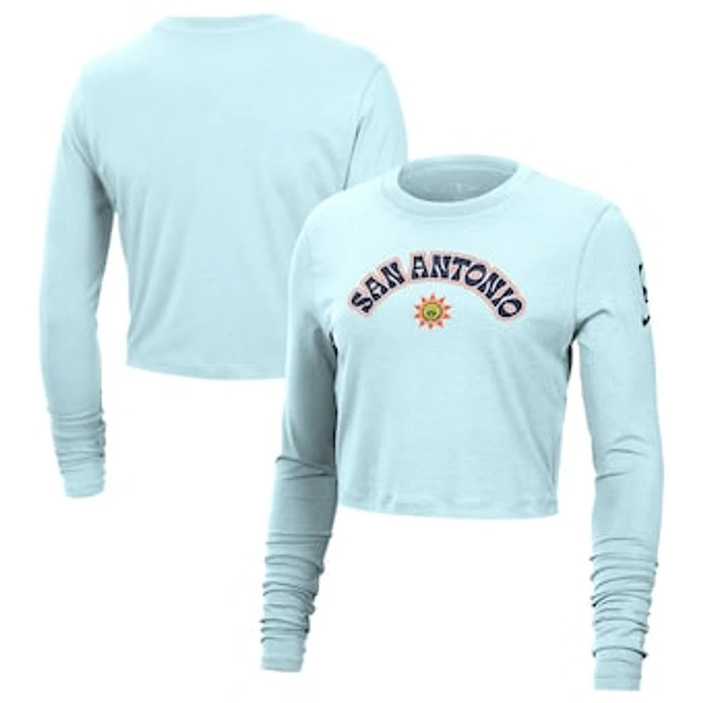 Women's Nike Light Blue San Antonio Spurs 2024/25 City Edition Essential Logo Slim Fit Long Sleeve Cropped T-Shirt