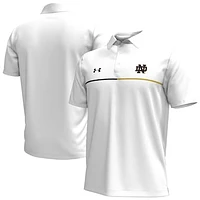 Men's Under Armour White Notre Dame Fighting Irish Playoff Chest Stripe Performance Polo