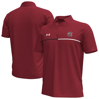 Men's Under Armour Garnet South Carolina Gamecocks Playoff Chest Stripe Performance Polo