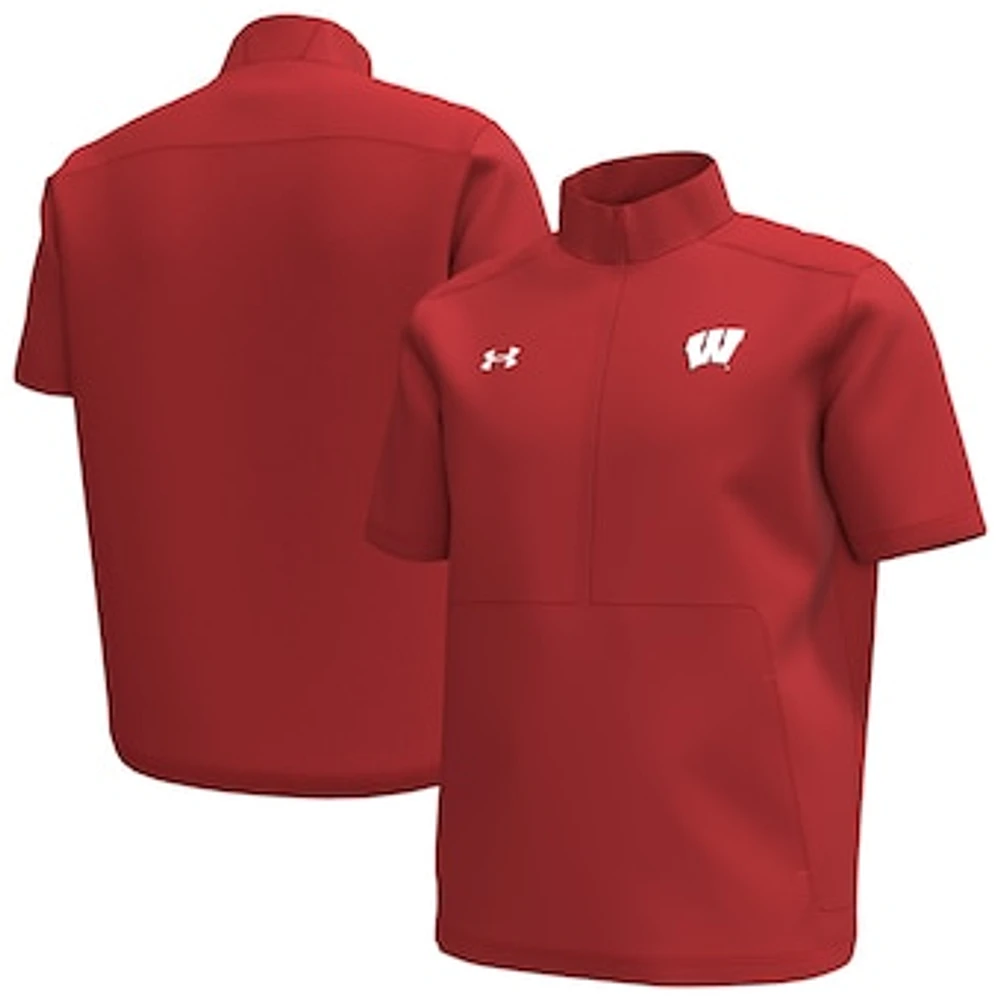 Men's Under Armour Red Wisconsin Badgers Motivate Quarter-Zip Short Sleeve Top