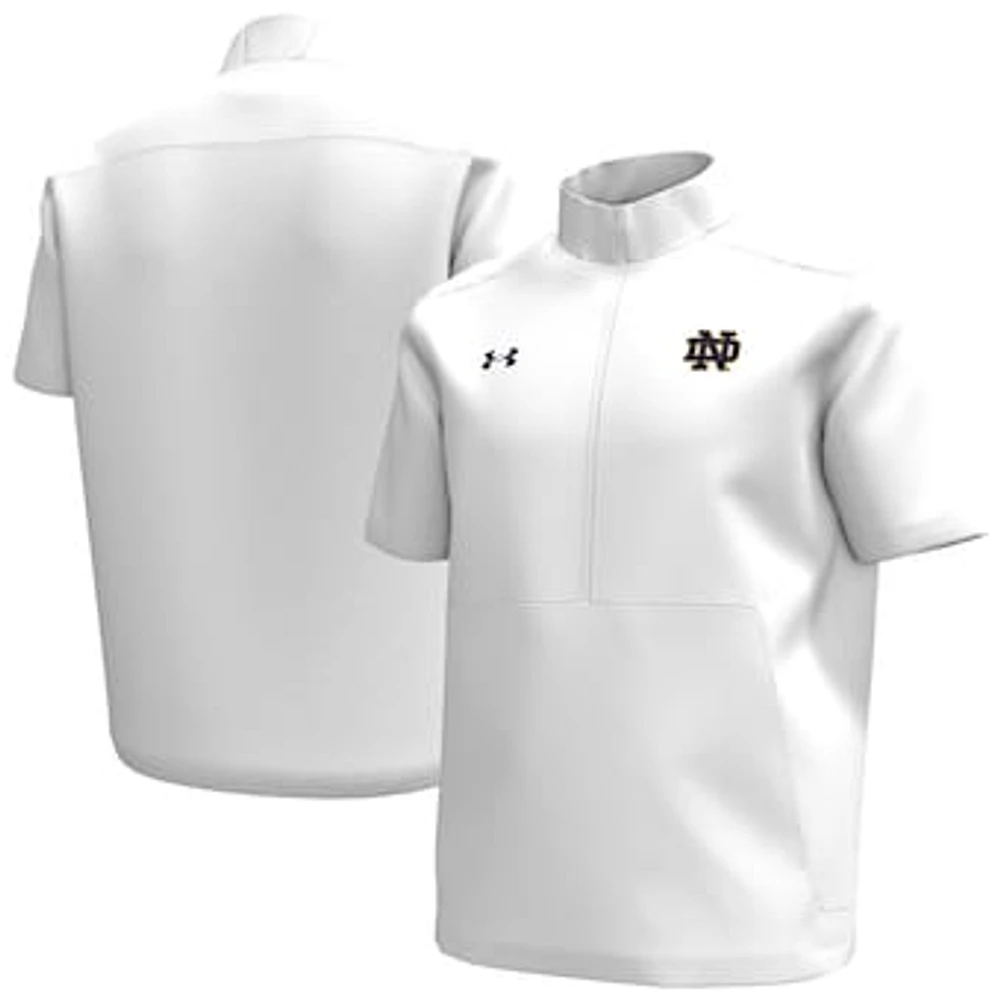 Men's Under Armour White Notre Dame Fighting Irish Motivate Quarter-Zip Short Sleeve Top