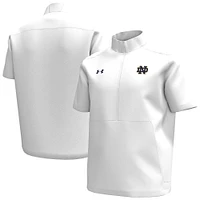 Men's Under Armour White Notre Dame Fighting Irish Motivate Quarter-Zip Short Sleeve Top