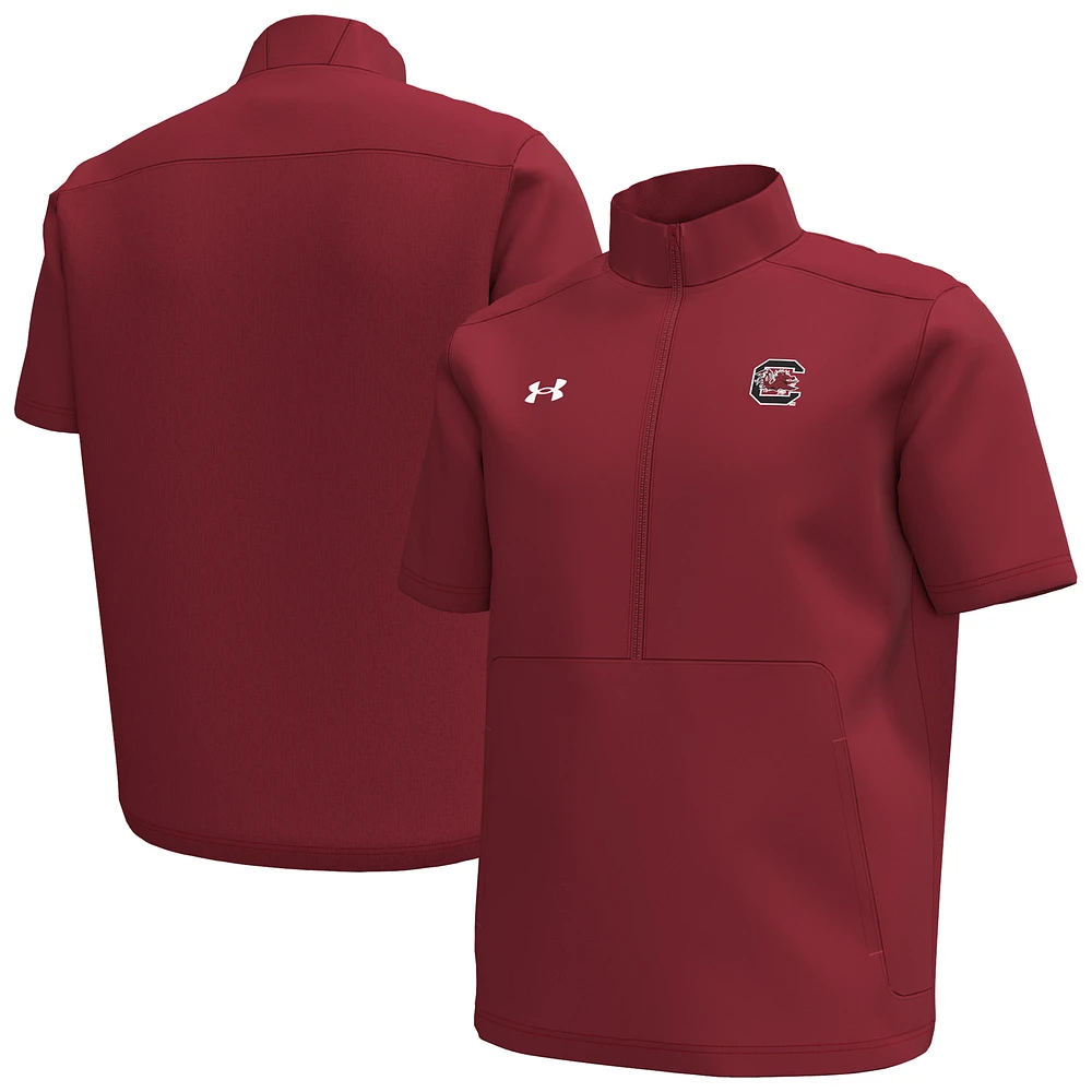 Men's Under Armour Garnet South Carolina Gamecocks Motivate Quarter-Zip Short Sleeve Top