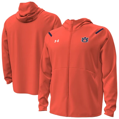 Men's Under Armour Orange Auburn Tigers Unstoppable Performance Fleece Hoodie Half-Zip Jacket