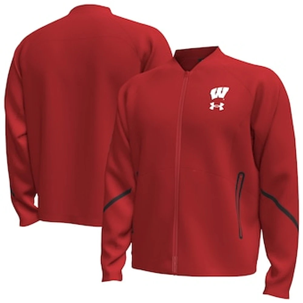 Men's Under Armour  Red Wisconsin Badgers Unstoppable Full-Zip Bomber Jacket