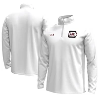 Men's Under Armour  White South Carolina Gamecocks Throwback Quarter-Zip Pullover Top