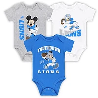 Newborn & Infant Detroit Lions 3-Peat 3-Pack Bodysuit Set