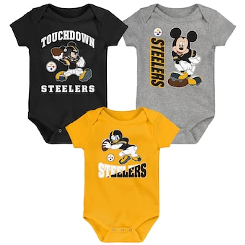 Newborn & Infant Pittsburgh Steelers 3-Peat 3-Pack Bodysuit Set