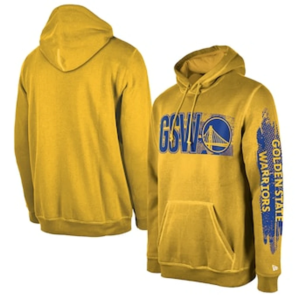 Men's New Era Golden State Warriors Gold Tip-Off Collection Pullover Hoodie