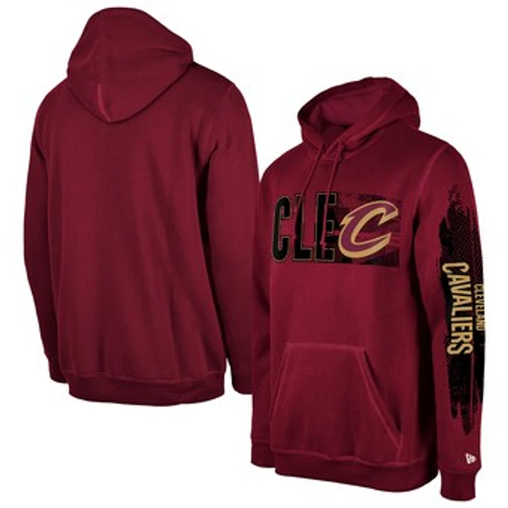 Men's New Era Cleveland Cavaliers Wine Tip-Off Collection Pullover Hoodie