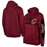 Men's New Era Cleveland Cavaliers Wine Tip-Off Collection Pullover Hoodie