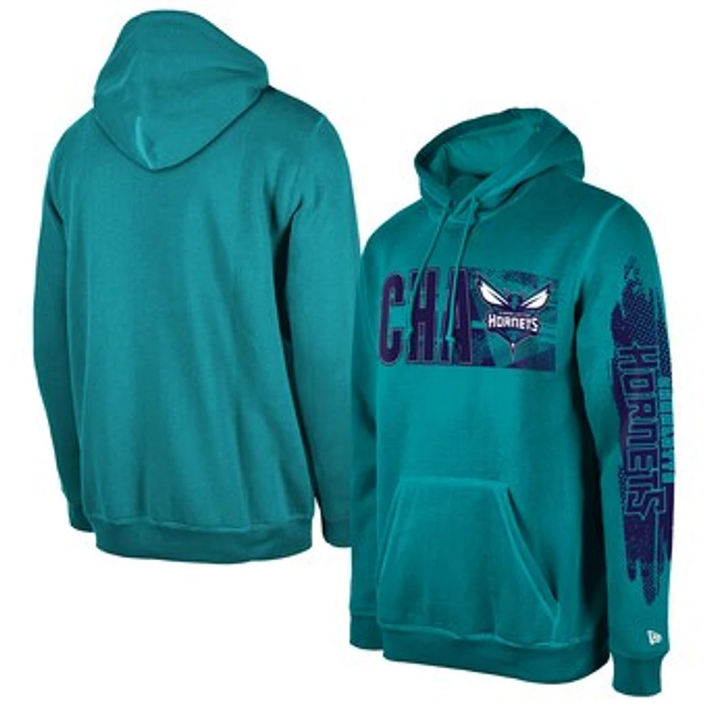 Men's New Era Charlotte Hornets Teal Tip-Off Collection Pullover Hoodie