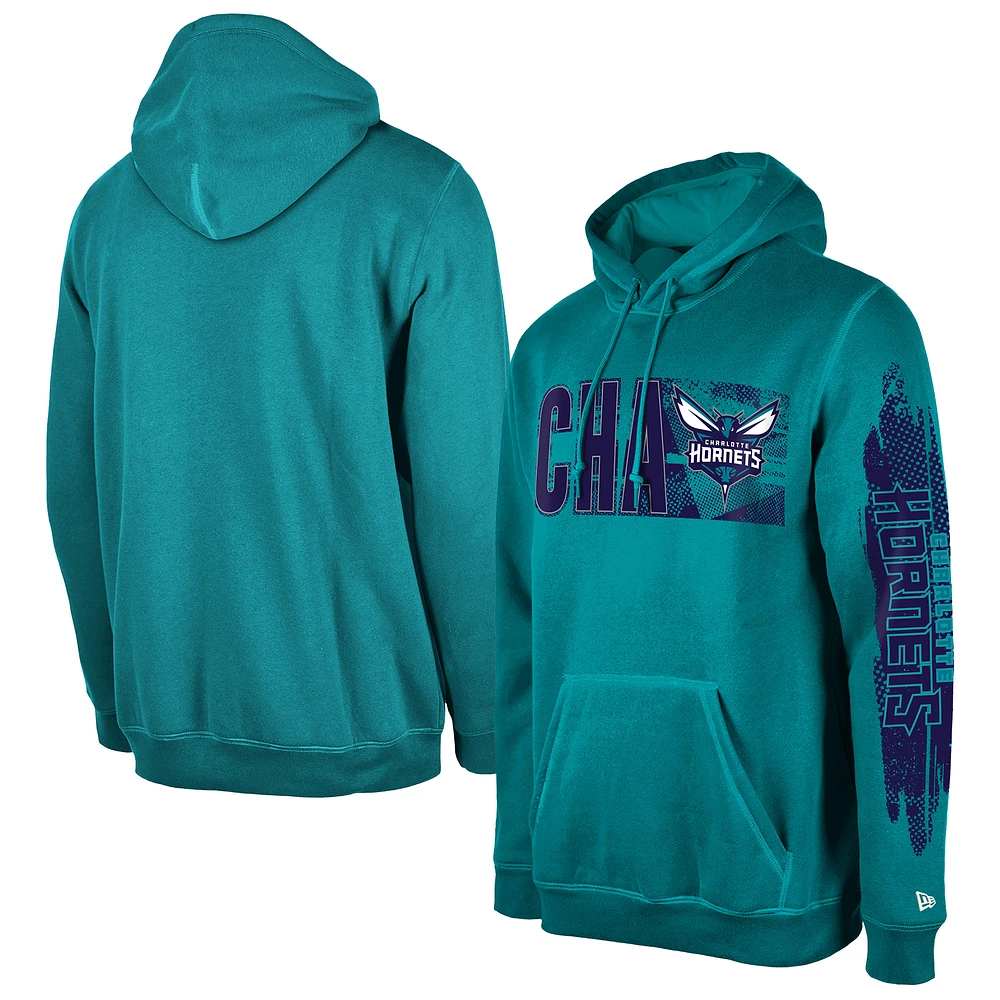 Men's New Era Charlotte Hornets Teal Tip-Off Collection Pullover Hoodie