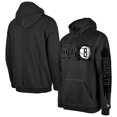 Men's New Era Brooklyn Nets Charcoal Tip-Off Collection Pullover Hoodie