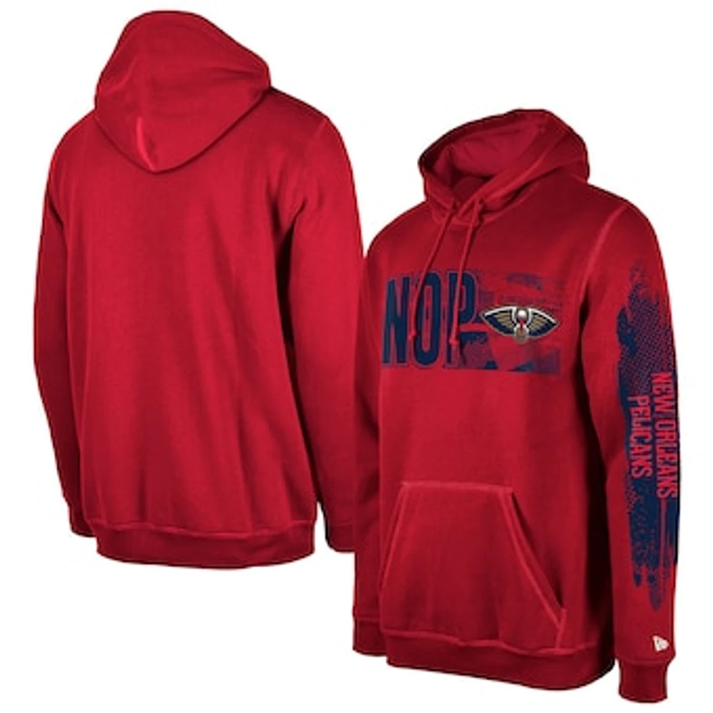 Men's New Era Orleans Pelicans Red Tip-Off Collection Pullover Hoodie