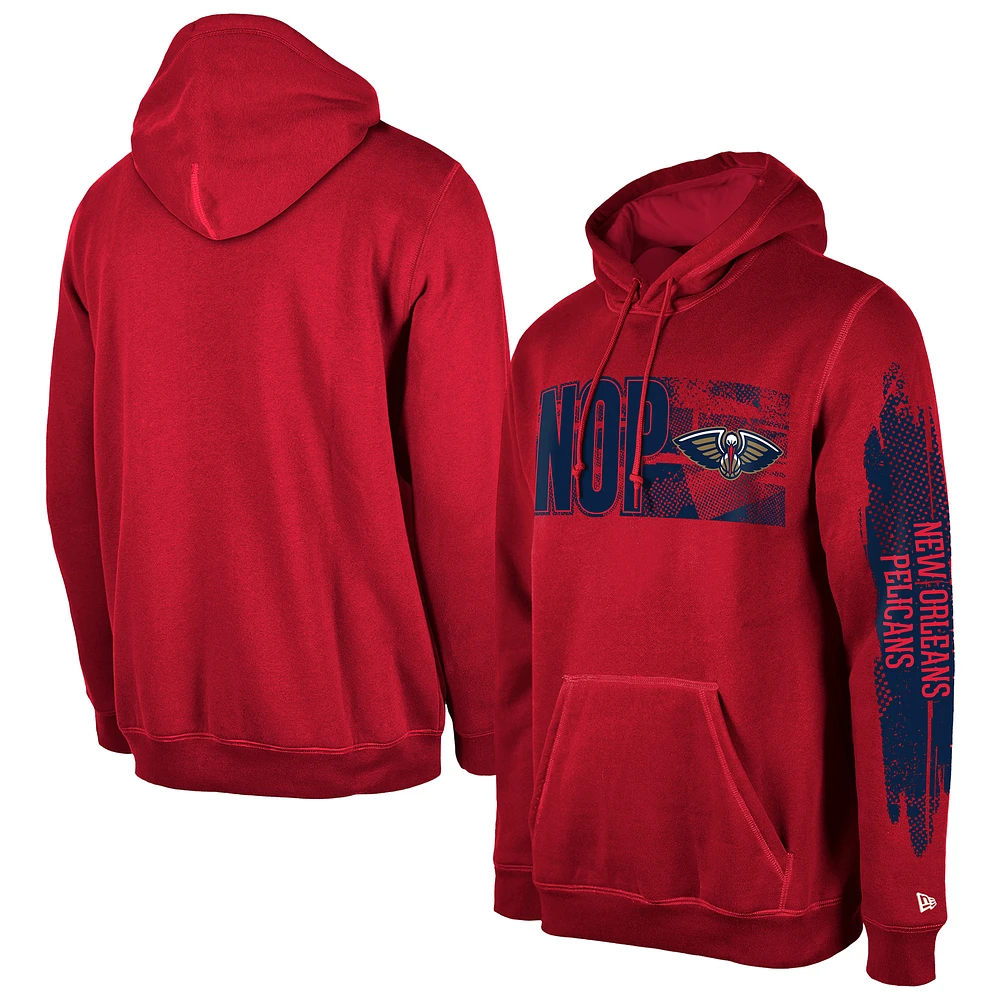 Men's New Era Orleans Pelicans Red Tip-Off Collection Pullover Hoodie