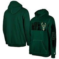 Men's New Era Milwaukee Bucks Hunter Green Tip-Off Collection Pullover Hoodie