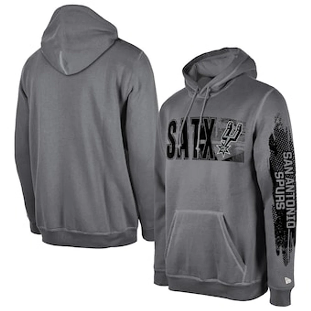 Men's New Era San Antonio Spurs Gray Tip-Off Collection Pullover Hoodie