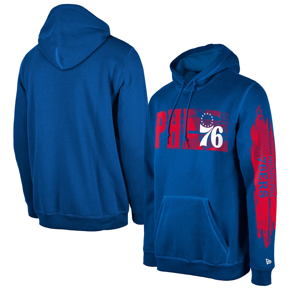 Men's New Era Philadelphia 76ers Royal Tip-Off Collection Pullover Hoodie