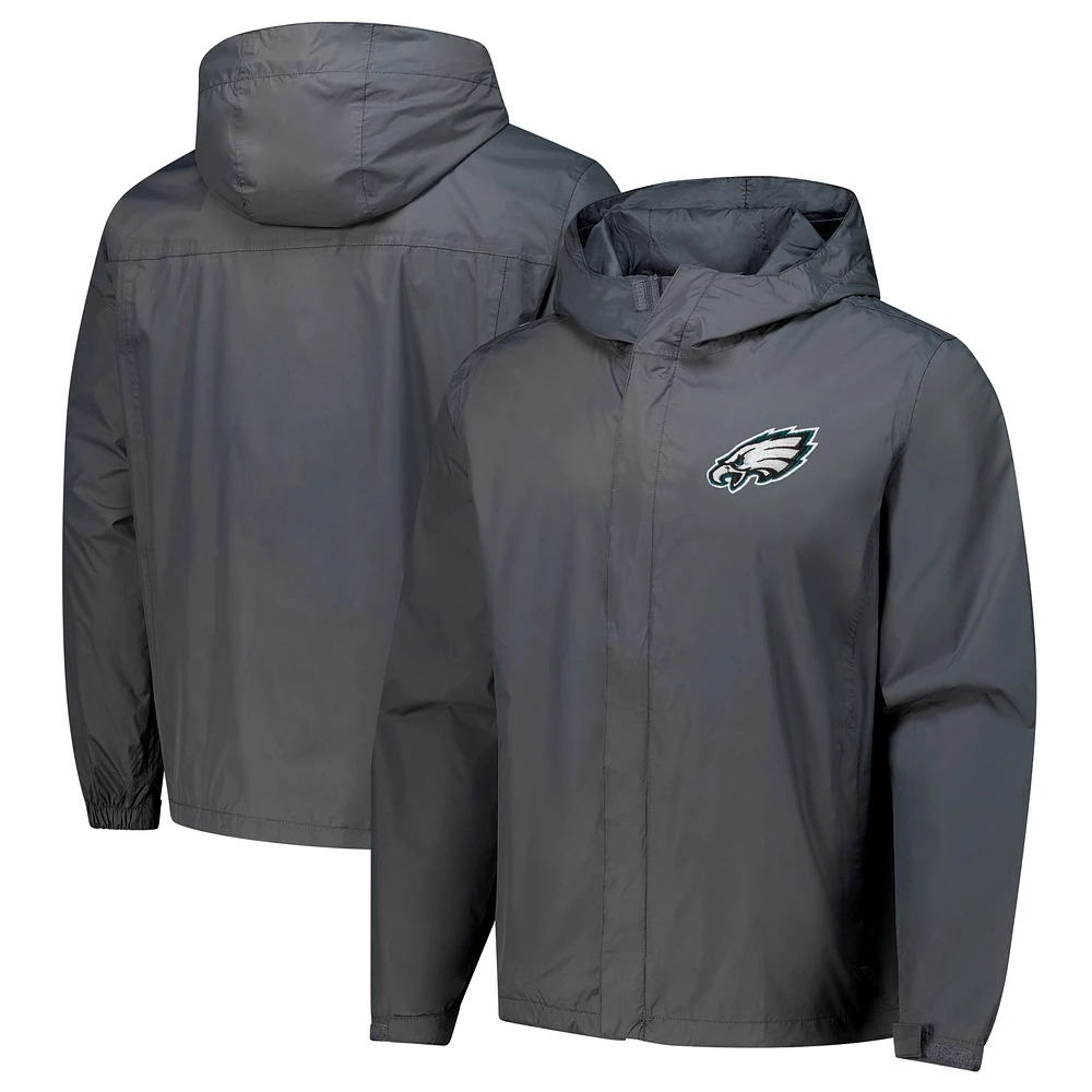 Men's Dunbrooke Graphite Philadelphia Eagles Tropic Waterproof Packable Full-Zip Hoodie Jacket