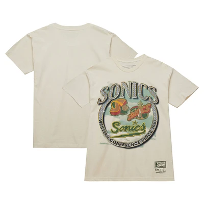 Men's Mitchell & Ness Tan Seattle SuperSonics Hardwood Classics Vintage Soul Crown Jewels T-Shirt