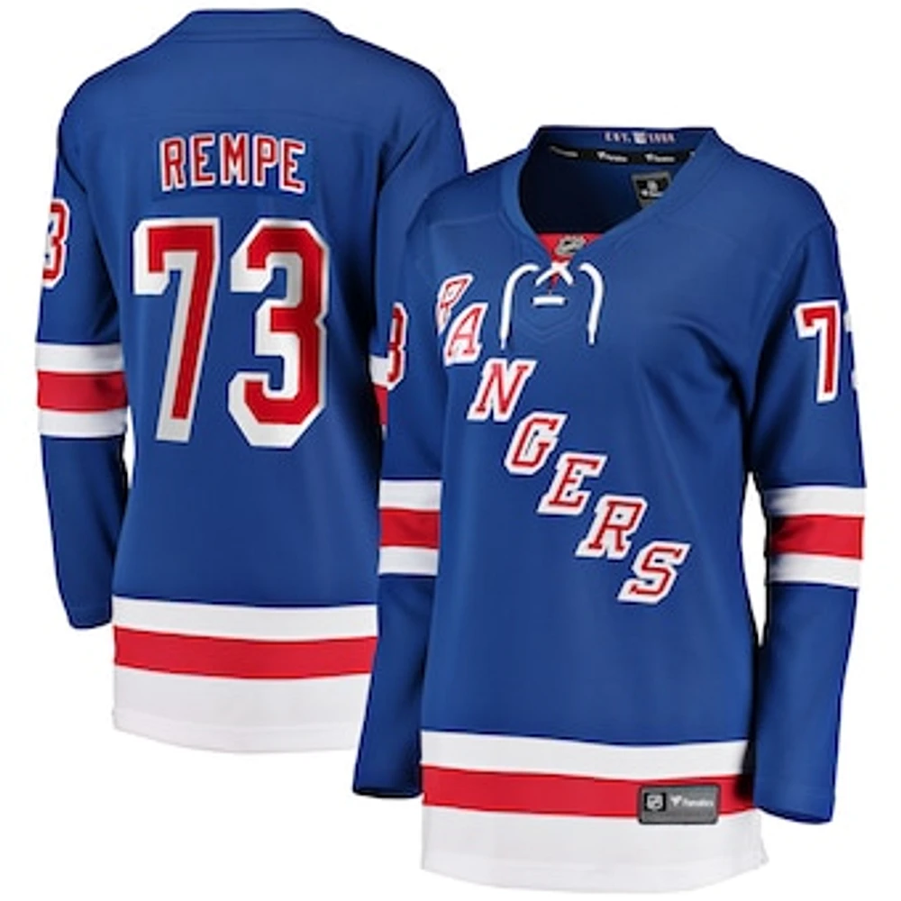 Women's Fanatics Matt Rempe Blue New York Rangers Home Breakaway Jersey