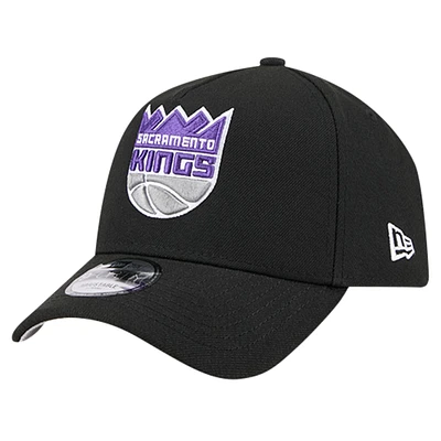 Men's New Era Black Sacramento Kings A-Frame 9FORTY Adjustable Hat