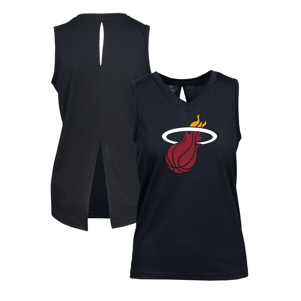 Women's Levelwear Black Miami Heat Paisley Core V-Neck Tank Top